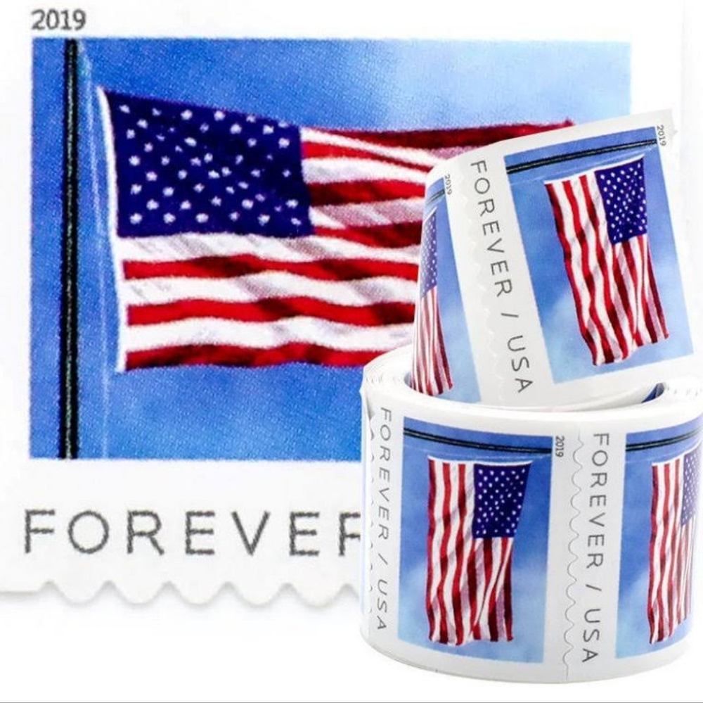 Forever Stamps Roll Of 100 First Class USPS Stamp 2019 Mail U.S.A. Flag Postage‎